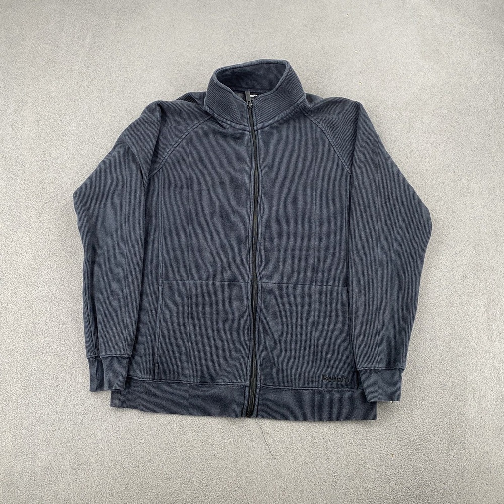 Bench Urbanwear Mens Small Full Zip Waffle Knit Fleece Lined Jacket Gray 1810030